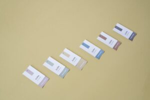 Visual branding and SEO design workspace with colour swatches and brand identity elements